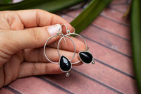 Black Onyx Circle Hoop Earrings, AE-2145