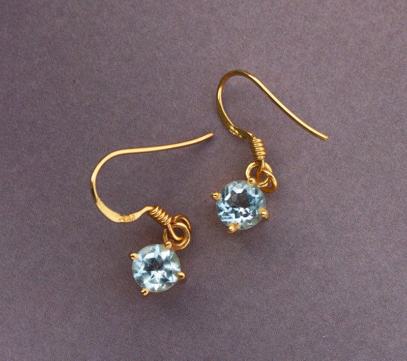 Boucles d'oreilles en topaze bleue de style victorien, AE-2147