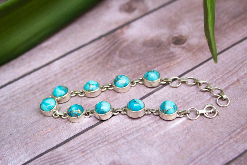 Sterling Silver Blue Copper Turquoise Bracelet - Its Ambra