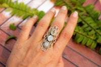 Moonstone Ring, Rainbow Moonstone Gemstone 925 Sterling Silver Ring, Moonstone Jewelry, Statement Ring AR-1118