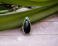 Handmade Sleeping Beauty Turquoise & Black Onyx Ring AR-2035 - Its Ambra