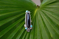 Black Onyx and Sleeping Beauty Ring with Roses AR-3005 - Its Ambra