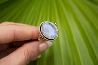 Rainbow Moonstone Ring Sterling Silver, Oval Shape Handmade Ring AR-1121 - Its Ambra
