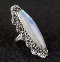 Long Oval Handcrafted Moonstone Gemstone Ring AR-1128