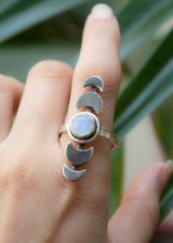 Moonstone Crescent Moon Phase Ring Boho SKU 6022