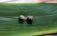 Handmade Oval Shaped Black Onyx Earrings AE-1023 - Its Ambra
