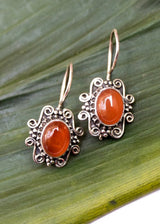 Handmade 925 Sterling Silver Carnelian Earrings AE-1078 - Its Ambra