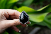 Handmade Pear Shaped Sterling Silver Black Onyx Ring AR-3007 - Its Ambra