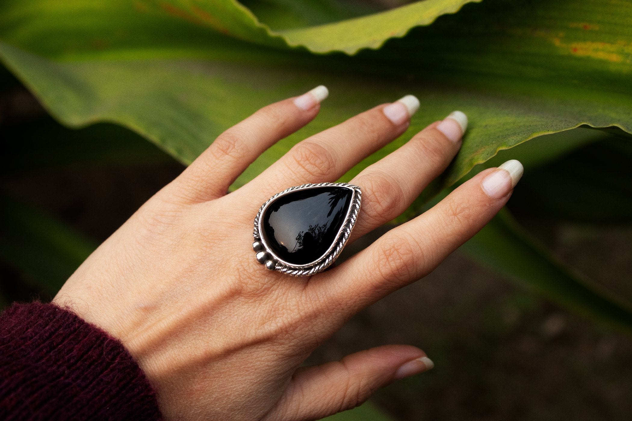 Large black hot sale onyx ring