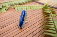 Handcrafted Long Lapis Lazuli Sterling Silver Ring, AR-1077 - Its Ambra