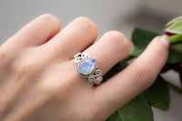 Moonstone Ring, Rainbow Moonstone Gemstone 925 Sterling Silver Ring, Moonstone Jewelry, Boho Ring, Handmade Ring AR-1117