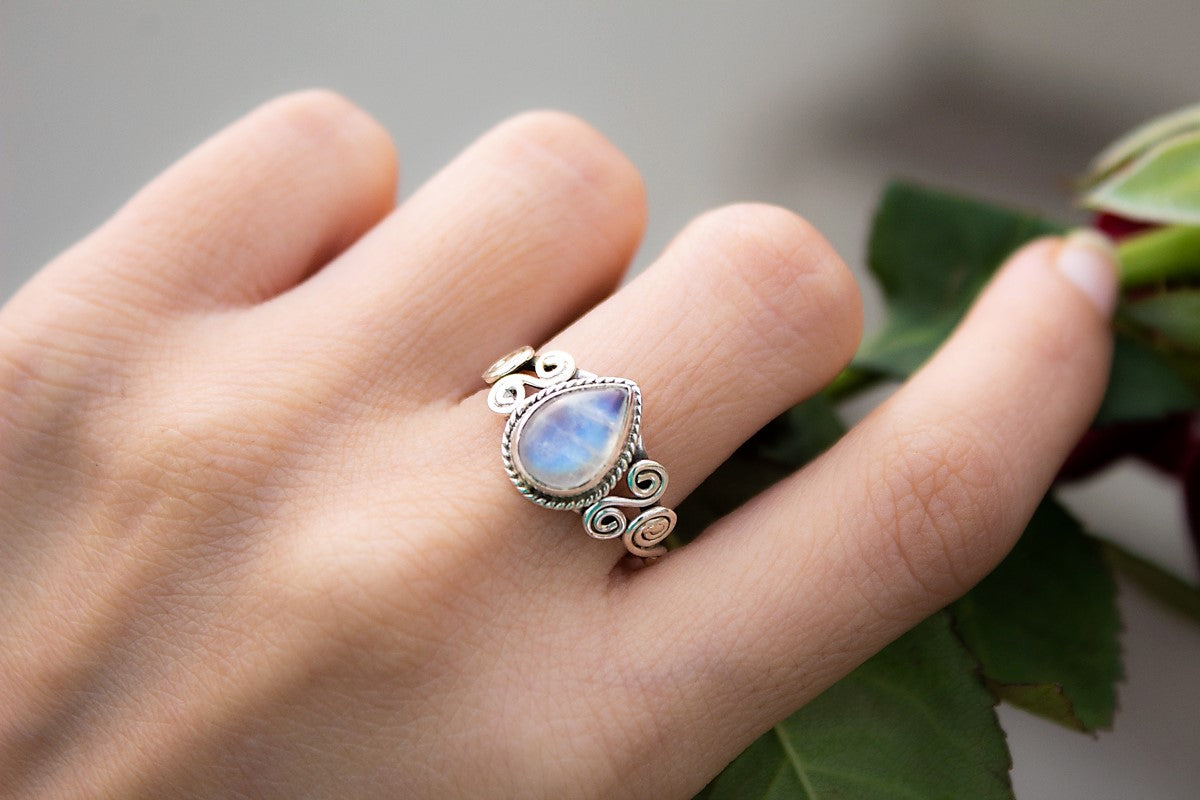 Boho Rainbow Moonstone Sterling Silver Ring Gift for Women Birthstone —  Discovered