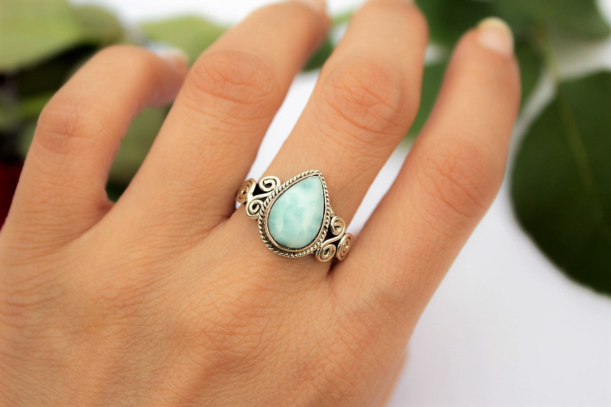 Pear Shape Larimar Ring AR-1189 – Its Ambra