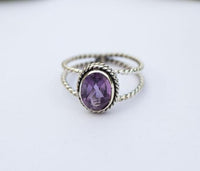 Amethyst Twisted Band Ring, Dainty Ring for Everyday Wear, AR-1004 - Its Ambra