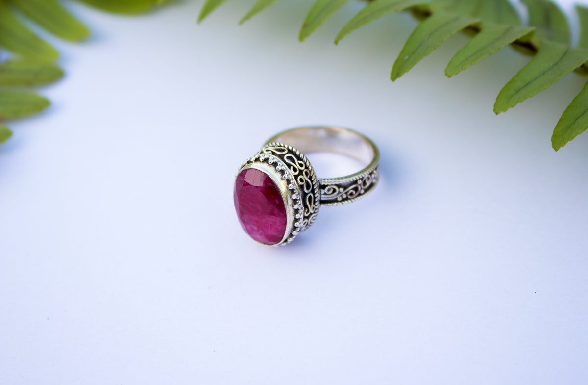 Ruby Gemstone Ring, Solid 925 Sterling Silver Ring, July Birthstone Ring, Red Stone Ring AR-2021