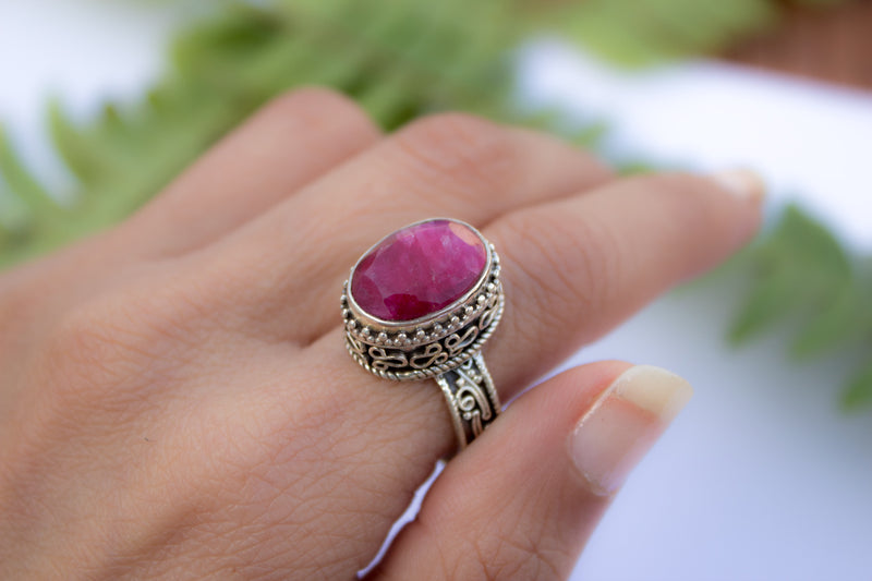 Ruby Gemstone Ring, Solid 925 Sterling Silver Ring, July Birthstone Ring, Engagement Ring, Red Stone Ring AR-2021