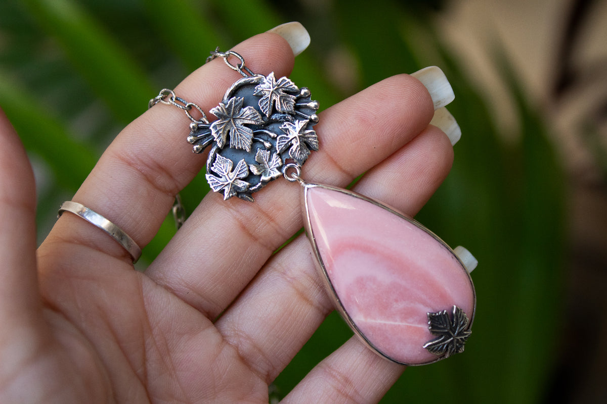 Pink Opal Pendant Necklace, Australian Opal Pendant, October Birthstone AP-6533
