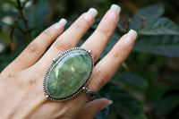 Natural Prehnite Ring, Green Gemstone Ring, AR-6549