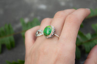 Anillo turquesa, anillo de plata esterlina turquesa cobre verde, anillo turquesa Mohave, joyería turquesa, anillo Boho, anillos delicados, anillo de banda retorcida AR-1148