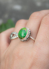 Turquoise Ring, Green Copper Turquoise Ring, AR-1148