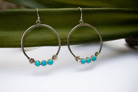 Sterling Silver and Sleeping Beauty Turquoise Hoops, AE-2076 - Its Ambra