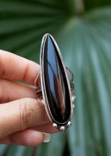 Bague en argent sterling avec pierres précieuses en onyx noir en forme de poire SKU 6027