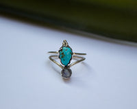 Genuine Turquoise & Labradorite Ring SKU 6030