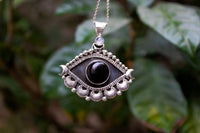 Black Onyx Evil Eye Pendant Necklace, Good Luck Pendant, AP-6531