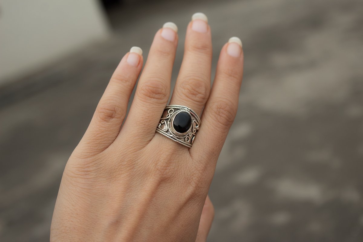 925 silver black 2024 onyx ring