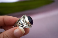 Amethyst Gemstone Sterling Silver Wide Band Ring, February Gemstone Ring AR-1005 - Its Ambra
