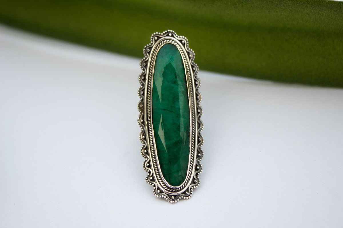 Green Oval Emerald Stone Men's Silver Ring,925K Sterling Silver, Men's  Jewelry | eBay
