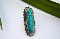 Artisan Long Oval Blue Copper Turquoise Sterling Silver Ring,  AR-1080 - Its Ambra