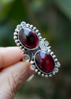 Garnet Ring with Half Moon AR-6544