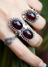 Garnet Ring with Half Moon AR-6544