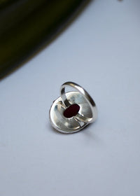 Oval Garnet Ring with Maple Leaf AR-6543