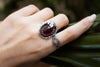 Oval Garnet Ring with Maple Leaf AR-6543