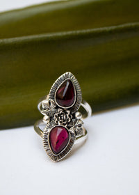 Red Garnet Floral Ring AR-6542