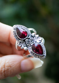 Red Garnet Floral Ring AR-6542