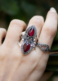 Red Garnet Floral Ring AR-6542