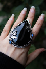 Bague Feuille de Chêne Onyx Noir AR-6554