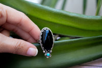 Handmade Sleeping Beauty Turquoise & Black Onyx Ring AR-2035 - Its Ambra