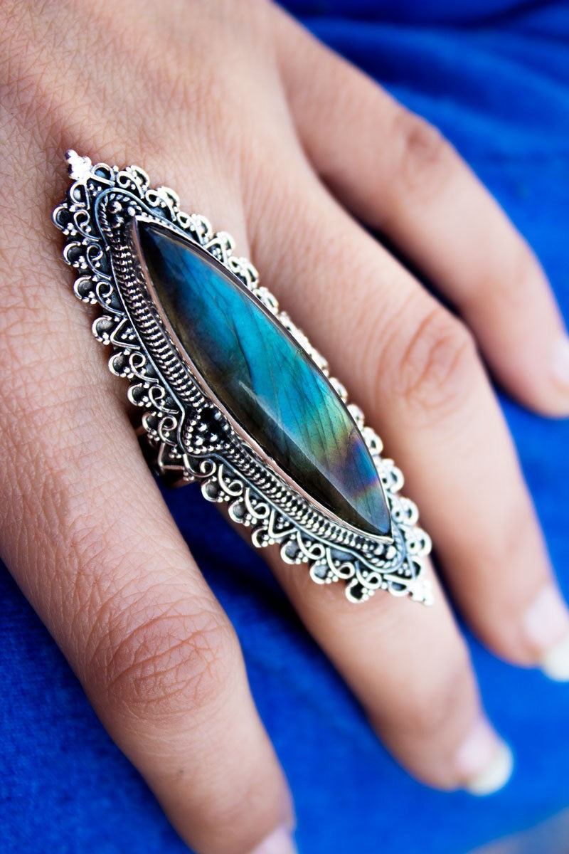 Marquise shape Labradorite Statement Ring, AR-1210