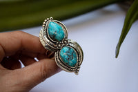 Handmade Arizona Blue Turquoise Floral and Leaf Ring AR-2037 - Its Ambra