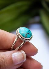 Rope Band Arizona Turquoise Dainty Ring AR-2043 - Its Ambra