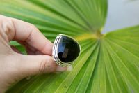 Pear Shape Black Onyx Ring 925 Sterling Silver, Cocktail Ring AR-1162 - Its Ambra