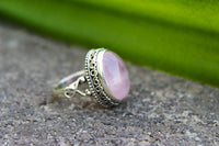 Rose Quartz Ring, Boho Ring, AR-1251