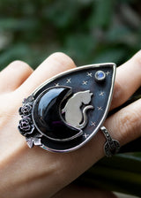 Anillo Gato Media Luna Ónix Negro AR-6628