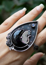 Anillo Gato Media Luna Ónix Negro AR-6628