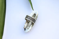 Anillo de plata esterlina con howlita blanca, joyas de howlita, AR-1083