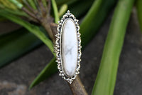 Anillo de plata esterlina con howlita blanca, joyas de howlita, AR-1083